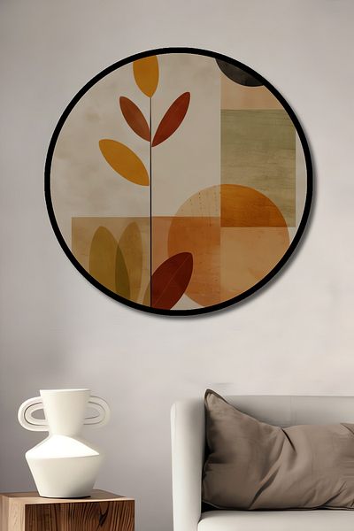 Teona Ahşap Geometric Abstract Nature Decorativ Lemn MDF Rotund Acasă, Locul de Muncă Pictură Perete
