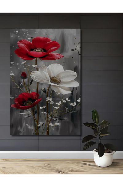 Teona Ahşap Flori Roșii și Albe Decorative Lemn MDF Dreptunghi Acasă, Locul de Muncă Pictură Perete