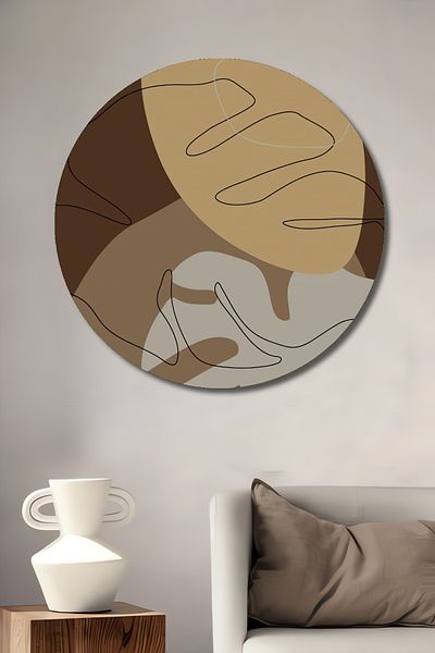 Teona Ahşap Forme abstracte minimaliste Decorative din lemn MDF rotund pentru pictura de perete acasa, loc de munca