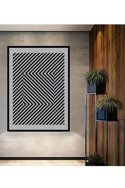 Teona Ahşap Iluzie optică Decorativă Geometrică Lemn MDF Dreptunghi Acasă, Locul de Muncă Pictură Perete