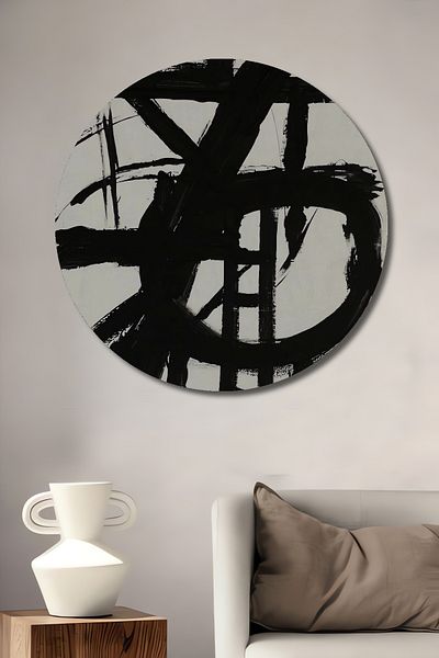 Teona Ahşap Abstract Brush Strokes Decorativ Lemn MDF Rotund Acasă, Locul de muncă Pictură murală