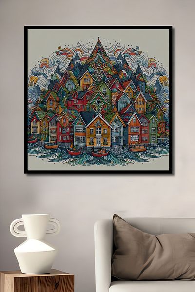Teona Ahşap Case nordice colorate Casa dreptunghiulara din lemn decorativ MDF, pictura pe perete la locul de munca