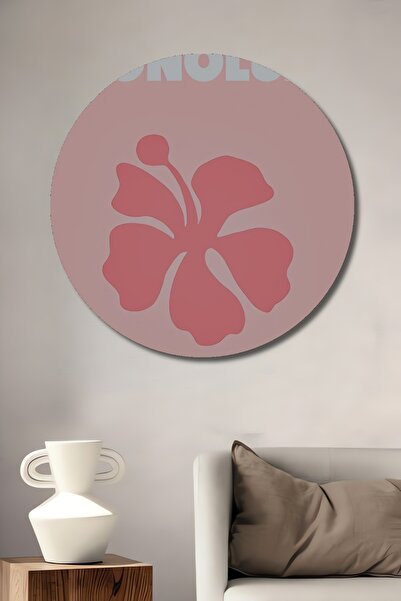 Teona Ahşap Honolulu Tropical Flower Decorativ Lemn MDF Rotund Acasă, Locul d...
