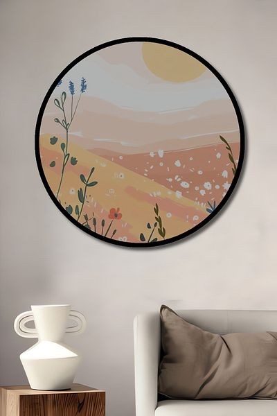 Teona Ahşap Flori de primăvară Peisaj Decorativ Lemn MDF Casă rotundă, Loc de muncă Pictură murală