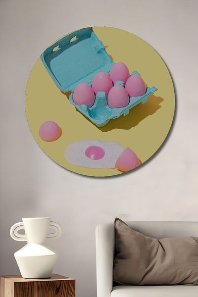 Teona Ahşap Pastel Ou Umor Decorativ Lemn MDF Rotund Acasă, Locul de Muncă Pictură Perete