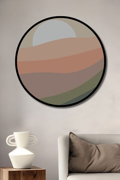 Teona Ahşap Pastel Sunset Landscape Decorativ Lemn MDF Casă rotundă, Pictură murală la locul de muncă