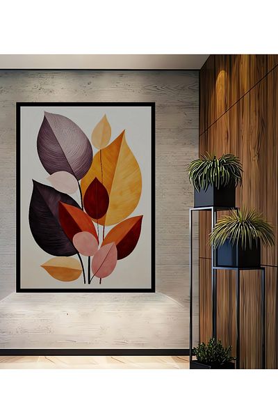 Teona Ahşap Frunze de toamnă abstracte decorative din lemn MDF dreptunghiular pentru pictură murală acasă, la locul de muncă