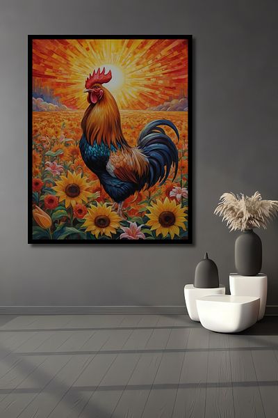 Teona Ahşap Roșu într-un câmp de flori însorit Decorativ din lemn MDF dreptunghiular pentru pictură pe perete acasă, la locul de muncă