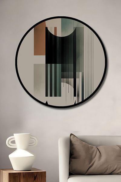 Teona Ahşap Modern Abstract Geometric Lemn MDF Rotund Decorativ Acasă, Locul de Muncă Pictură Murală