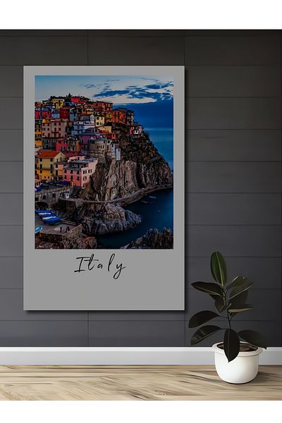 Teona Ahşap Peisaj colorat din Italia, din lemn decorativ MDF, dreptunghiular, pictură pe perete pentru locuință, loc de muncă
