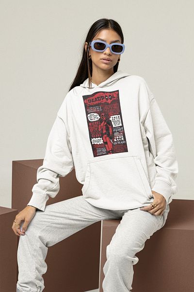 SEVBANO Deadpool Magazine Cover Printed Unisex Hoodie, Oversize Marvel Sweatshirt