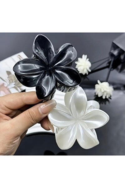 Monalisa Kadın İnci, Siyah 9Cm Büyük Boy Lotus Mandal Toka Set