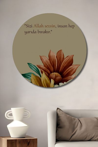 Teona Ahşap Pictură Religioasă Flori Inspiratoare Decorative Lemn MDF Rotund Acasă, Locul de Muncă Pictură de perete