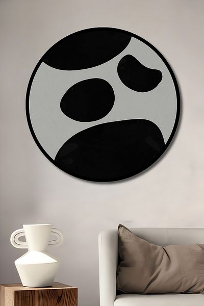 Teona Ahşap Forme organice negre Decorative din lemn MDF rotund pentru pictura de perete acasa, loc de munca