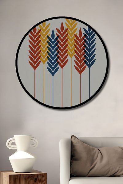 Teona Ahşap Vârfuri de grâu colorate, lemn decorativ MDF, rotund, pictură murală pentru loc de muncă