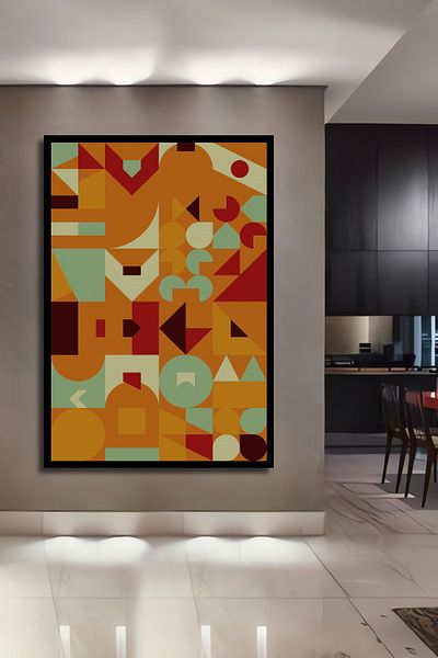 Teona Ahşap Model geometric colorat din lemn decorativ MDF dreptunghiular pentru pictura de perete acasa, loc de munca