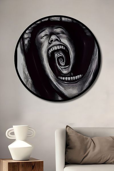 Teona Ahşap Scream Artă Abstractă Lemn MDF Casă rotundă, Pictură pe perete la locul de muncă