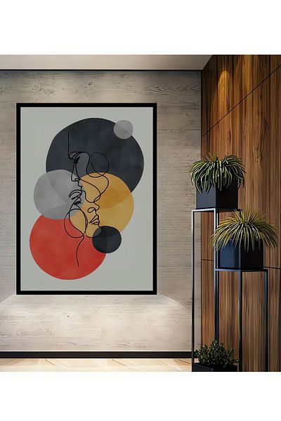 Teona Ahşap Portret liniar modern decorativ din lemn MDF dreptunghiular pentru pictură de perete acasă, la locul de muncă