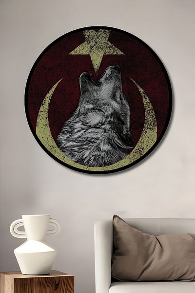 Teona Ahşap Bozkurt Moon Star Decorativ Lemn MDF Casă Rotundă, Pictură Perete Loc de Muncă