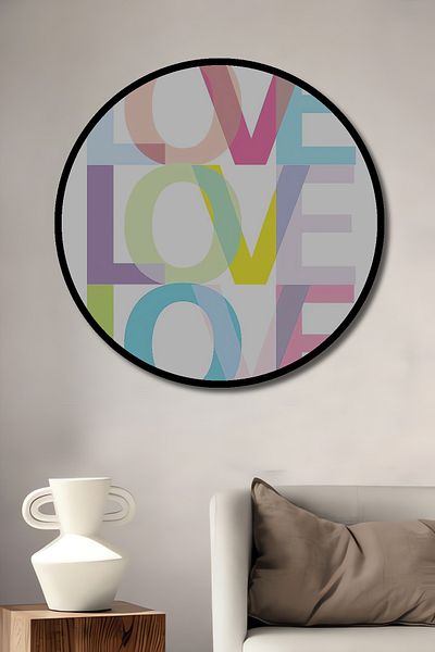 Teona Ahşap Colorat Love Wood MDF Rotund Decorativ Acasă, Locul de Muncă Pictură Perete