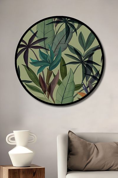 Teona Ahşap Frunze Tropicale Decorative Lemn MDF Rotund Casa, Locul de Muncă Pictură Perete
