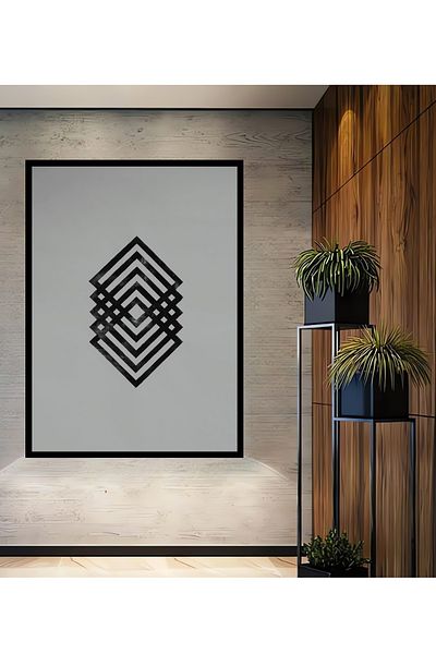 Teona Ahşap Model Geometric Modern Lemn MDF Dreptunghi Decorativ Acasa, Locul de Muncă Pictură Perete