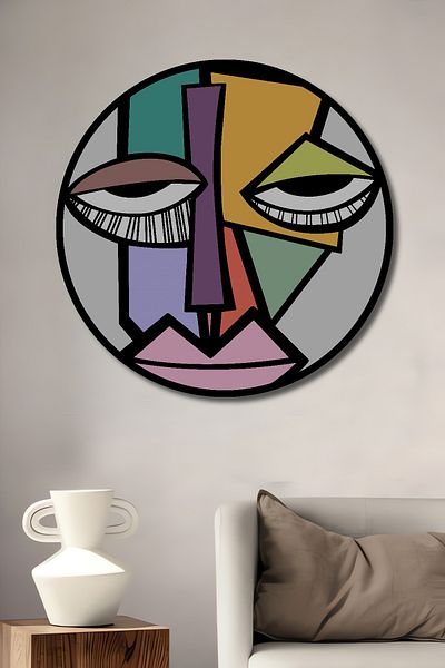 Teona Ahşap Artă abstractă Față geometrică Decorativă Lemn MDF Rotund Acasă, Locul de muncă Pictură murală