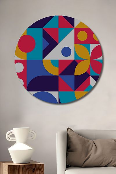 Teona Ahşap Modele geometrice colorate din lemn MDF rotund decorativ pentru casa, locul de munca pictura pe perete