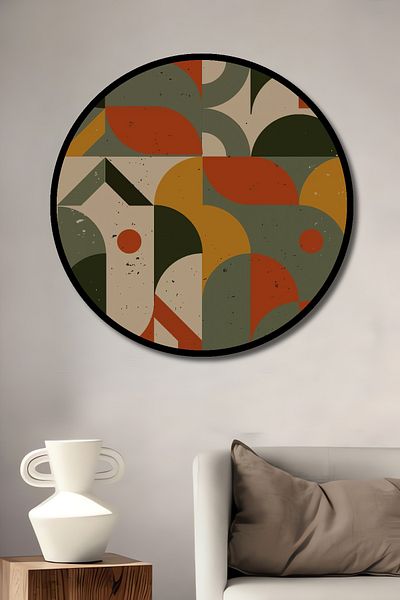 Teona Ahşap Colorat Geometric Abstract Decorativ Lemn MDF Rotund Acasă, Locul de Muncă Pictură Perete