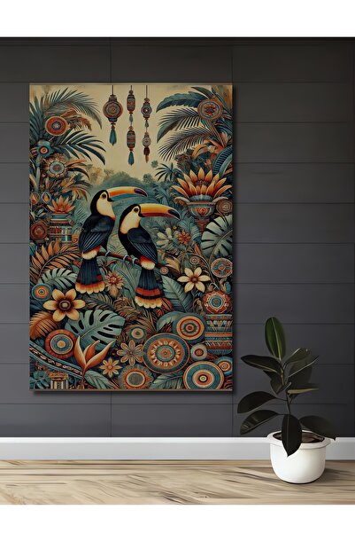 Teona Ahşap Tropikal Tukan Kuşları Dekoratif Ahşap MDF Dikdörtgen Ev,İş Yeri ...