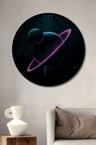 Teona Ahşap Planete și inele din lemn MDF rotund decorativ pentru casă, loc de muncă pictură murală