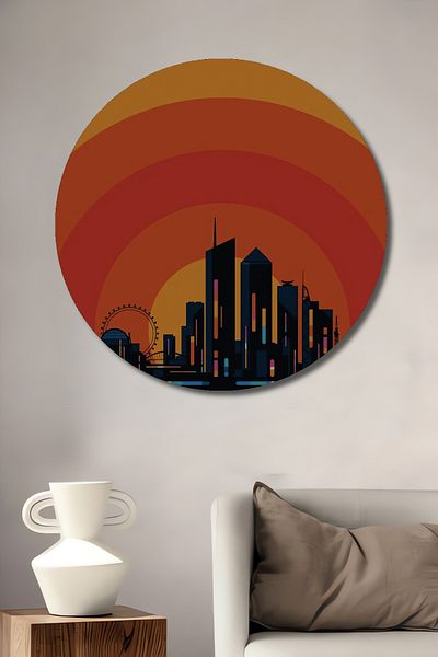 Teona Ahşap Lyon Silhouette Colorată Decorativă Lemn MDF Casă Rotundă, Pictură Perete Loc de Muncă