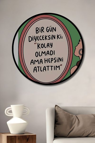 Teona Ahşap One Day You Will Say Motivational Decorativ Lemn MDF Rotund Casa, Locul de Muncă Pictură de perete