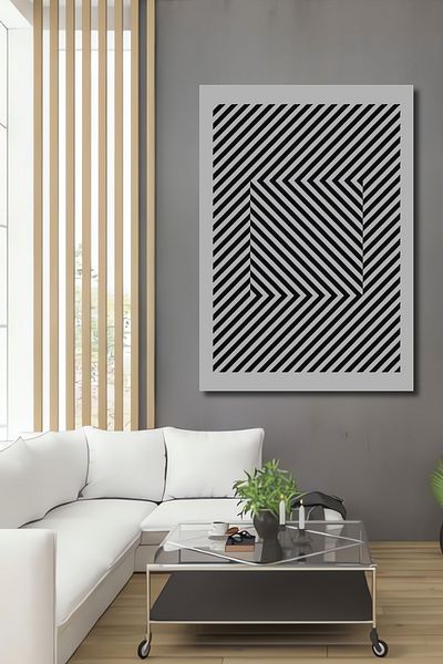 Teona Ahşap Iluzie optică Decorativă Geometrică Lemn MDF Dreptunghi Acasă, Locul de Muncă Pictură Perete