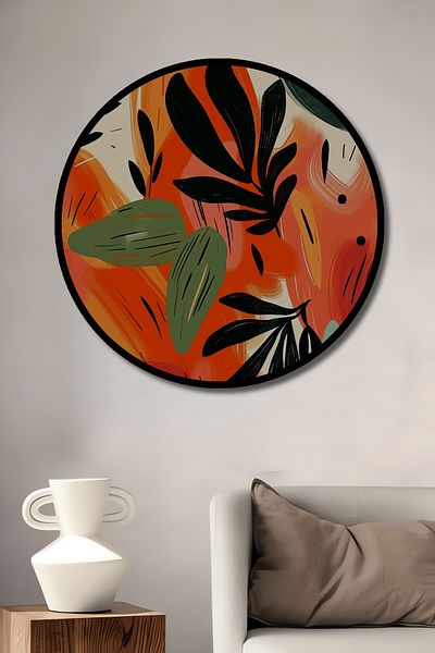 Teona Ahşap Combinație de flori abstracte decorative din lemn MDF rotund pentru pictură de perete acasă, la locul de muncă