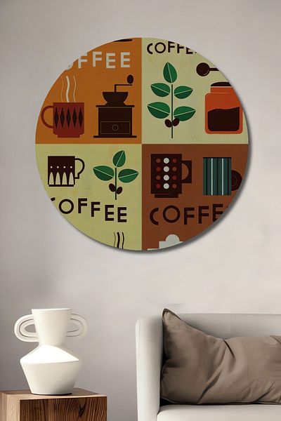 Teona Ahşap Coffee Art Lemn MDF Rotund Decorativ Acasă, Locul de Muncă Pictură Perete