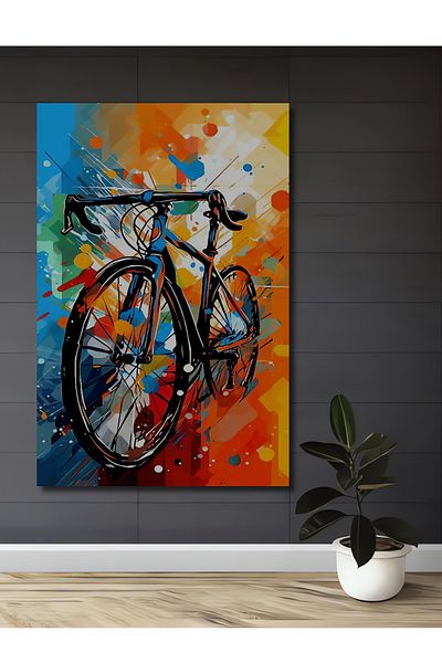 Teona Ahşap Bicicletă retro colorată decorativă din lemn MDF dreptunghiulară pentru pictură de perete acasă, la locul de muncă