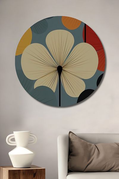 Teona Ahşap Model de flori abstracte din lemn decorativ MDF rotund pentru pictura de perete acasa, loc de munca