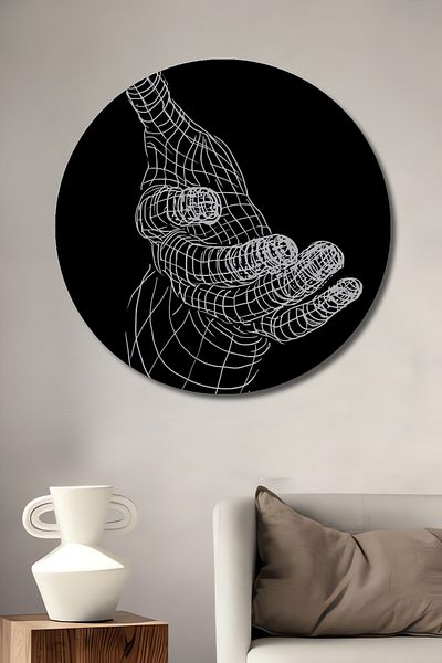 Teona Ahşap Ilustrație digitală extinsă manual din lemn MDF rotund decorativ pentru acasă, pictură murală la locul de muncă
