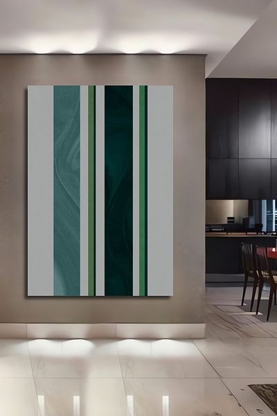 Teona Ahşap Linii abstracte verzi Decorative Lemn MDF Dreptunghi Acasă, Locul de muncă Pictură murală