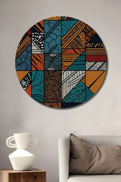 Teona Ahşap Modele geometrice etnice Lemn MDF rotund decorativ pentru casa, locul de munca pictura pe perete