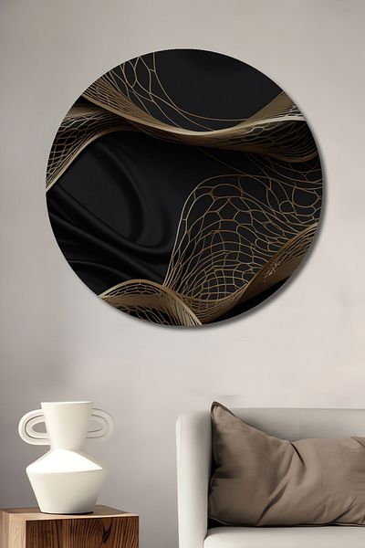 Teona Ahşap Abstract Golden Waves Decorativ Lemn MDF Rotund Acasă, Locul de Muncă Pictură de perete
