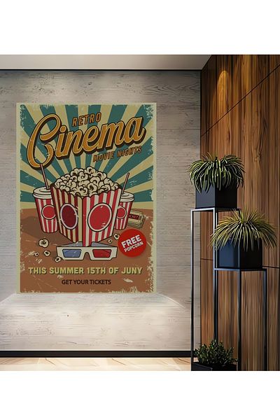 Teona Ahşap Retro Cinema Night Decorativ Lemn MDF Dreptunghi Acasă, Locul de Muncă Pictură Perete