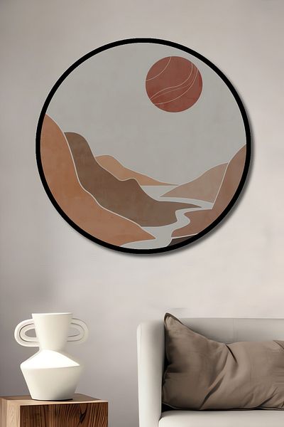 Teona Ahşap Modern Geometric Colorat Peisaj Lemn MDF Rotund Decorativ Acasă, Locul de Muncă Pictură Murală
