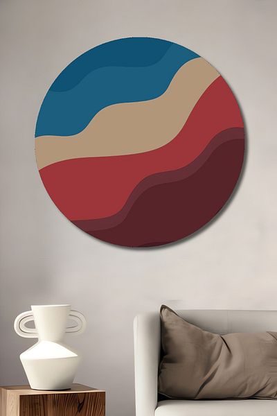 Teona Ahşap Waves Colorate Decorativ Lemn MDF Rotund Acasă, Locul de Muncă Pictură Perete