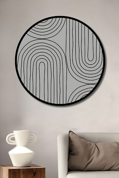 Teona Ahşap Model liniar minimalist modern, decorativ din lemn MDF, pictură rotundă pentru casă, loc de muncă