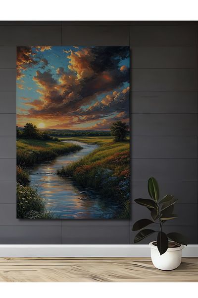 Teona Ahşap Fermecător apus de soare din lemn MDF dreptunghiular decorativ pentru casă, loc de muncă pictură murală