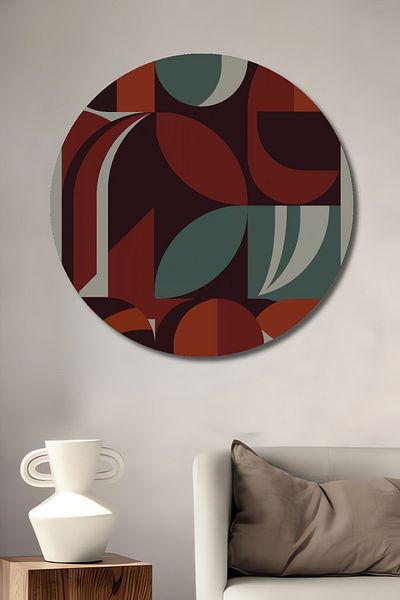 Teona Ahşap Model Geometric Retro Decorativ Lemn MDF Rotund Acasa, Locul de Muncă Pictură Perete