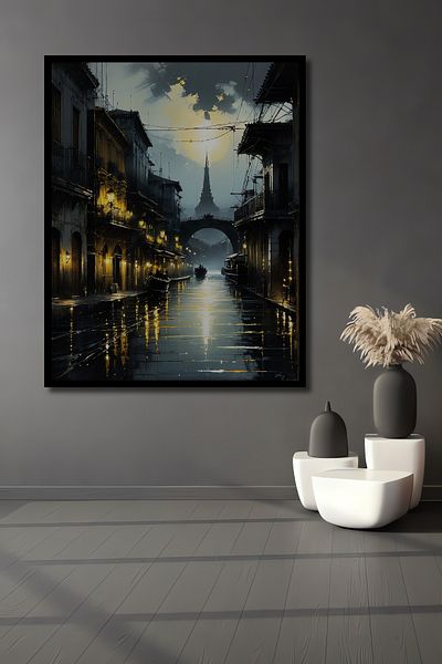 Teona Ahşap Banchet de noapte pe străzile Parisului Decorativ din lemn MDF dreptunghiular pentru pictură murală acasă, la locul de muncă