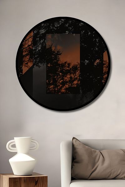 Teona Ahşap Siluete geometrice de copac Decorativ din lemn MDF rotund pentru pictura de perete acasa, loc de munca